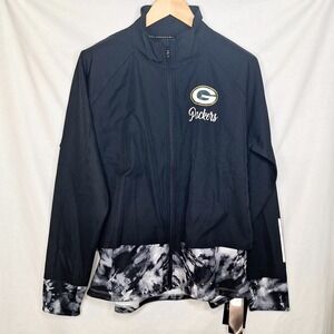 Green Bay Packers XL Running Jacket Full Zip Grace Black Raglan Long Performance